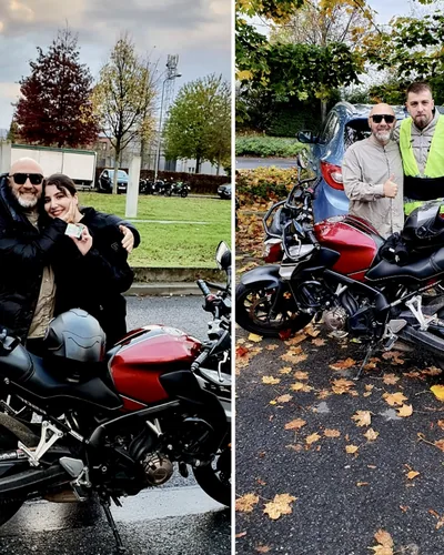 Fahrschülerin bzw. Fahrschüler der Fahrschule FAHRPLAN Frankfurt mit dem bestandenen Motorradführerschein